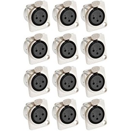 Adam Hall Connectors 7837 – XLR PANEL CONNECTOR FEMALE 3 Pin D Type Silver Installation Coupling Set of 12