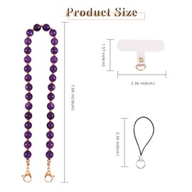 BEEFLYING Gemstone Wrist Straps for Phone Beaded Gemstone Charms Handmade Anti-lost Lanyard Rope for Cell Phone Hanging (Amethyst)