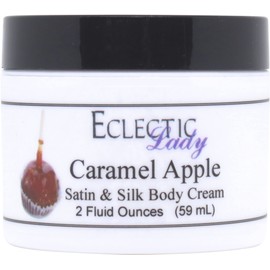 Eclectic Lady Caramel Apple Satin and Silk Cream, Body Cream, Body Lotion, 2 oz - Shea Butter, Aloe, Silk Amino Acids, Vitamin E, Phthalate-Free, Handcrafted in USA - Perfect For Women