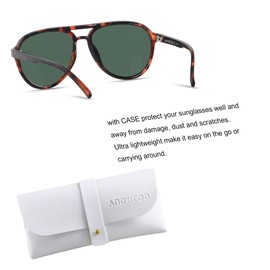ANDWOOD Retro Polarized Aviator Sunglasses for Women Men Classic 70s Vintage Trendy Square Aviators Tortoise Sun glasses