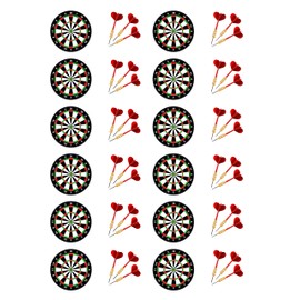 Darts Edible Cupcake Toppers Premium Wafer Card 24 Precut round Darts Party Fairy Cakes