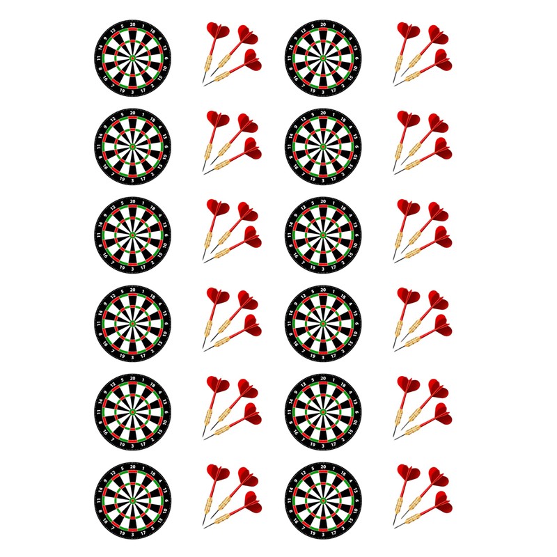 Darts Edible Cupcake Toppers Premium Wafer Card 24 Precut round