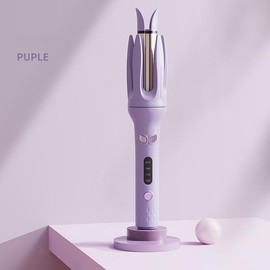 Genai 28mm Automatic Hair Curler with Negative Ion Technology - 4 Temperature Settings, Intelligent Timer & Auto Power-Off for Tangle-Free Styling - Color: Purple