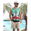 Babioboa Men Funky Hawaiian Tank Top Tropical Floral Beach Shirt