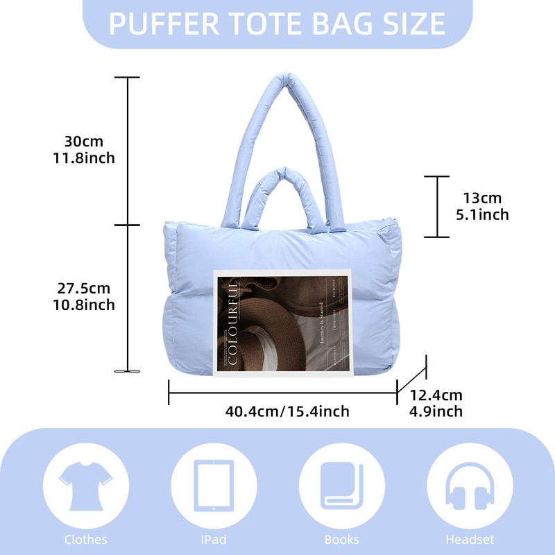 Bagtopia Quilted Tote Bag, Stylish Puffer Tote Bag for Women,