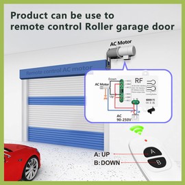 EunnacoTop Wireless RF Remote Control Relay Switch,AC 110V 120V 220V Universal 2-Ch Receiver Board with 2 Transmitters for Garage Door Openers,Electric Curtain Motor Forward&Reverse, LED Lights
