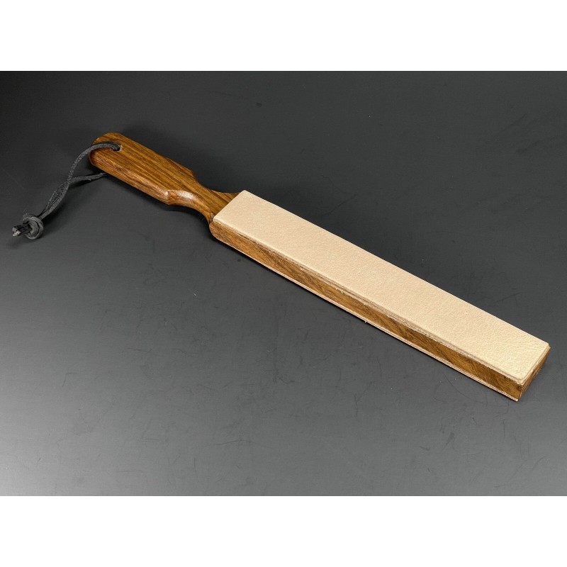 Paddle Leather Strop Straight Razor Sharpening 2 Sided Wood Handle+buff