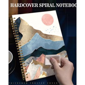 ZHIZHEND Spiral Journal Notebook,A5 Hardcover Lined Journals for Women Girl 6 x 8.3 in,120 Pages Thick Paper,Cute College Ruled Writing Notebook for Gifts Office Work School(Watercolor Mountain Sun)
