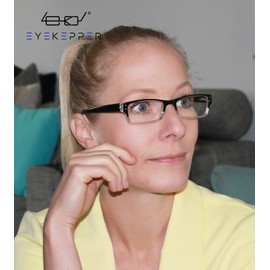 Eyekepper 4 Pack Classic Reading Glasses for Women and Men Two-Tone Readers Black-Clear Frame +2.75