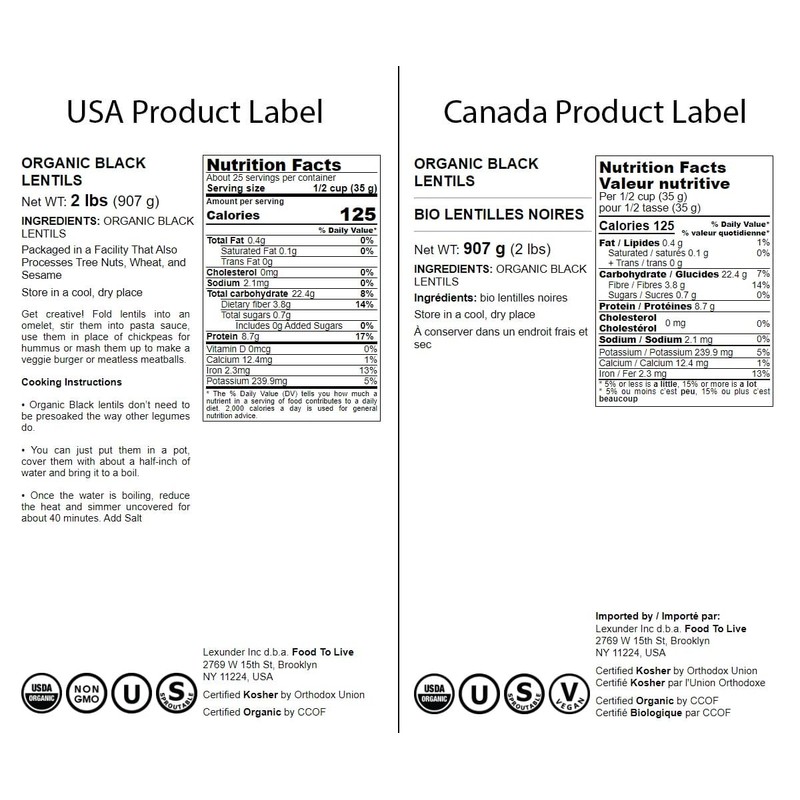 Food to Live Organic Black Lentils, 2 Pounds – Non-GMO,