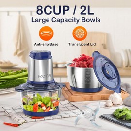 KOIOS 500W Powerful Electric Food Processor Kitchen Food Chopper Blender 8 Cups