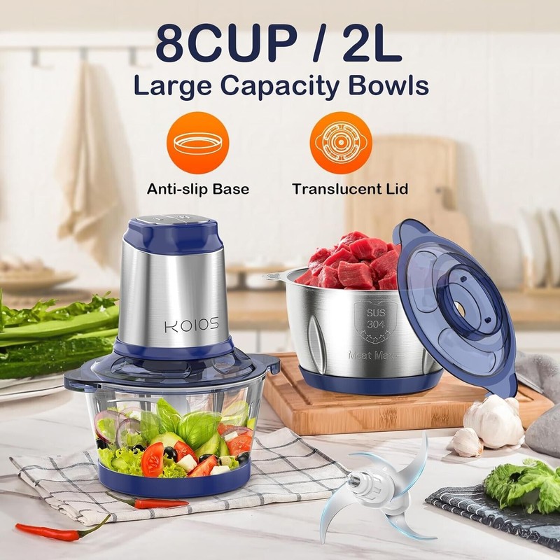 KOIOS 500W Powerful Electric Food Processor Kitchen Food Chopper Blender