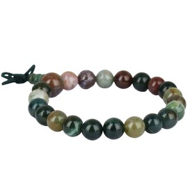 mookaitedecor Indian Agate Crystal Bead Bracelet Semi Precious Stone Gemstone Stretch Bracelet for Women Men, Healing Crystal Reiki Chakra Stone Bracelet with Chinese Knot Crystal Jewellery Gift