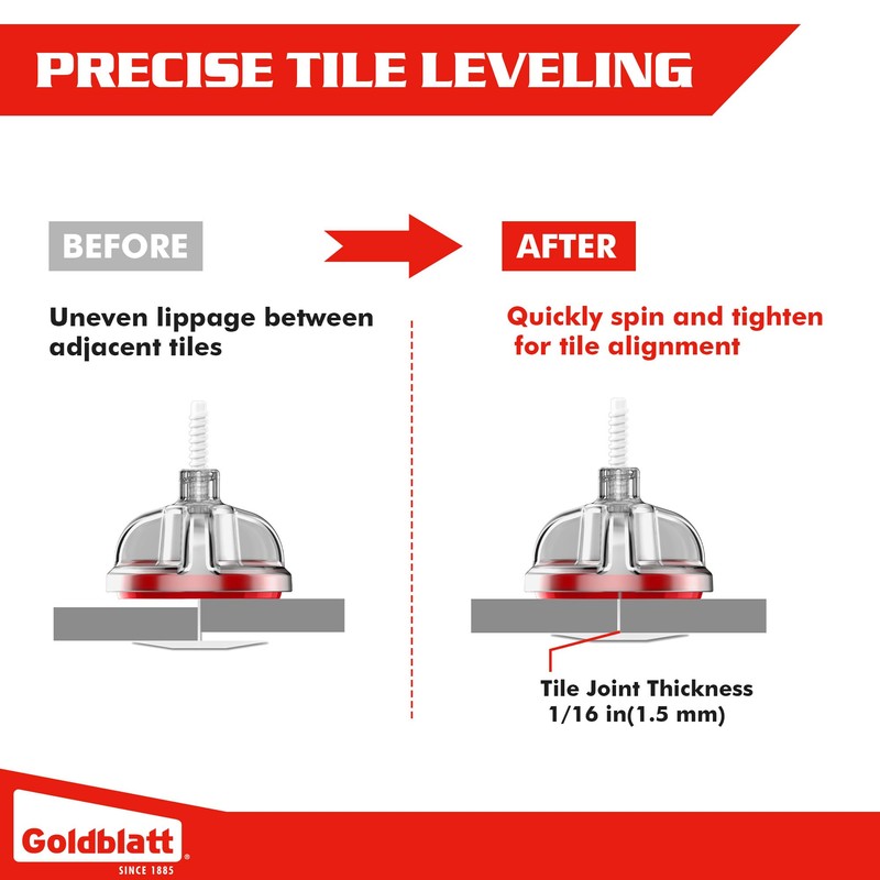 Goldblatt Tile Leveling System, 250pcs 1/16" Tile Spacers & 100pcs