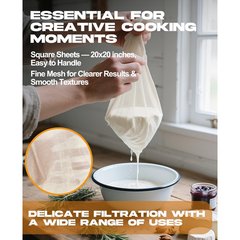High-Grade 100 Cheesecloth – 6-Pack, Soft & Durable 20x20 Inch