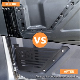 RERPRO Front Door Storage Pockets for Ford Bronco 2021 2022 2023 2024 2025 2/4 Door Accessories Side Door Organizer Box Interior Expansion Accessory, Carbon Steel, 1 Pair with America Flag