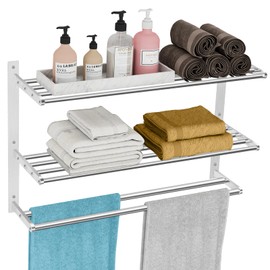 KLJKPA 24 Inch Towel Racks for Bathroom Wall-Mount, 3-Tier, Brushed Nickel