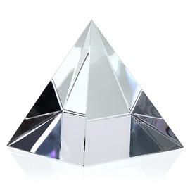 OwnMy Crystal Clear Pyramid Glass Paperweight Pyramid Desk Ornament Suncatcher with Gift Box for Photography and Meditation Healing (100MM / 4")