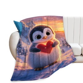 Penguin Throw Blanket Ultra Soft Warm Flannel Fleece Cute Penguin Blanket Penguin Lovers Blankets Lightweight Fuzzy Decor Gifts for Women Men Girls Boys 50"x40"