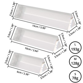 BELLE VOUS K9 Triangle Prism Crystal (Pack of 3) Rainbow Effect Prism Photography Accessories Refractor with Velvet Bag, Microfibre Cloth & Gift Box - Transparent Prisms for Light Spectrum Teaching