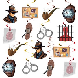 Facegg Remolinos Colgantes Con Temática De Detectives, Serpentinas De Techo Para Cumpleaños De Detectives, Decoración De Detectives, Decoraciones De Escenas Del Crimen, Decoraciones Para Fiestas De De