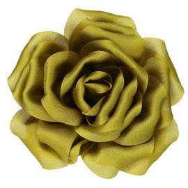PATIKIL Silk Satin Flower Brooch Pin 4", Large Peony Floral Lapel Pin for Women Wedding Party Birthday Dance Banquet Dress Clothes Hat Bag Decoration, Yellow