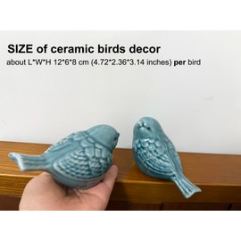 AWOEZ - Juego de 2 cifras de cerámica para pájaros, estatuas de pájaros pequeños, decoración de la oficina en el hogar, estantes de gabinete, estantería, soporte de TV, accesorios de micro paisaje