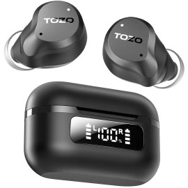TOZO Active Noise Cancellation Wireless Earbuds IPX8 Waterproof Matte Black 2024