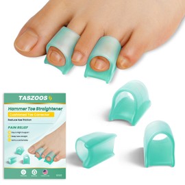 TASZOOS Hammer Toe Straightener Corrector for Women & Men - 6pcs(Green) - Hammer Toe Straightener, Gel Toe Splints - Realign Bent, Curled, Crooked, Claw, Hammer Toes - 3 Different Sizes (S/M/L)