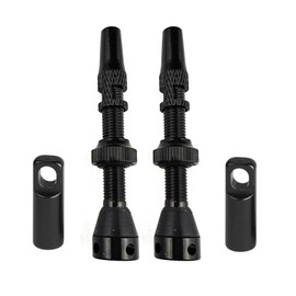 Wjelet 2 Pcs Tubeless Presta Valve - Aluminum Alloy Valve Stems with Removable Core & Caps, 40mm/44mm Universal Fit for MTB/Road Bike Tubeless Rims (Black)