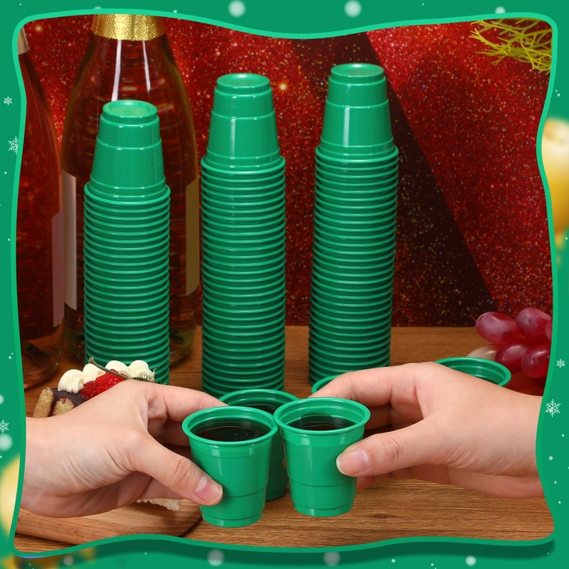 Roshtia 100 Pcs 2 oz Christmas Disposable Shot Glasses Mini