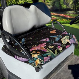 FUIBENG Universal Golf Cart Seat Covers,Golf Cart Seat Towel Blanket,100% Soft and Comfortable,Fits for EZGO,Yamaha,Club Car Butterflies Night Floral
