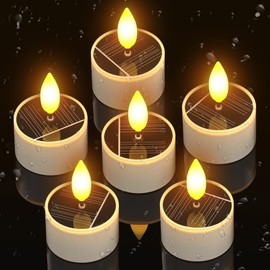 PChero 6 Pack Solar Tea Lights Outdoor Waterproof, Small Solar Lights with Dusk to Dawn Sensor, LED Tealight Candles for Lantern Garden Camping Outside Patio Home Decor,1.5" x 2.1"