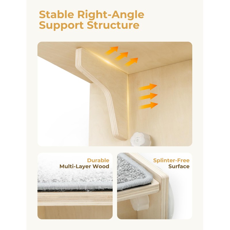 Pecute Double Cat Shelves with Cat Scratching Post for Wall