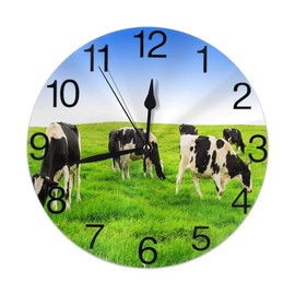 KiuLoam Farm Animal Cow Group Round Wall Clock Silent Non Ticking Battery Operated Easy to Read for Student Office School Home Decorative Clock Art