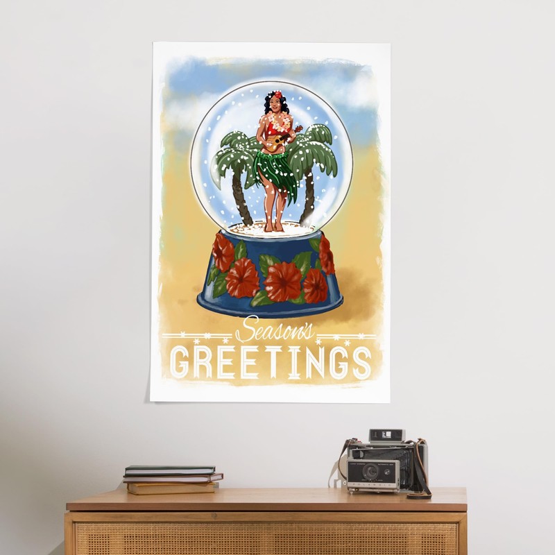 Lantern Press 24x36 Inch Giclee Print, Hula Girl in Snow