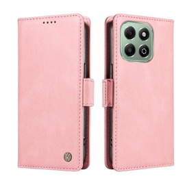 ILING Case for HONOR X6b, Ultra-thin Leather PU Skin Wallet Cover Flip Folio Shockproof Case with Card Slots, Kickstand, Magnetic Close, RFID Blocking (Pink)