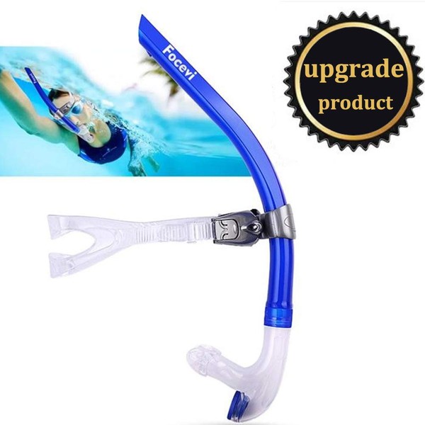 Focevi Swim Snorkel for Lap Swimming,Adult Swimmers Snorkeling Gear for Swimming Snorkel Training in Pool and Open Water,Snorkle Center Mount Silicone Mouthpiece One-Way Purge Valve