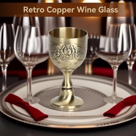 Ágata dorada chalice, mini Copa de vino retro en relieve de latón europeo metal chalice Copa de vino Copa de Vino Bar familiar, fiesta, decoración medieval de bodas, 4 x 8 cm
