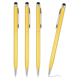 PATIKIL Ballpoint Pen with Stylus Tip, 4Pcs 2 in 1 Slim Metal Black Ink 1.0mm Medium Point Stylus Pen for Touch Screens Office Desk, Golden