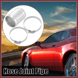 HEROFFIX OD 2.35" 60mm Aluminum Alloy Hose Joiner Tube Intercooler Pipe Connector Air Intake Tube with Bead Roll with 2 Clamps Length 3" 76mm Replace Parts
