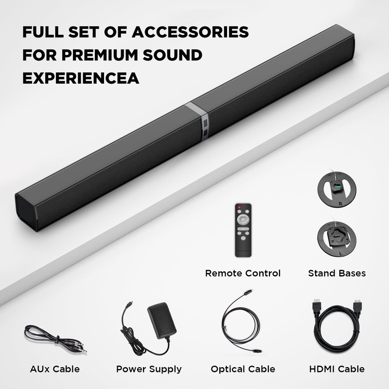 MZEIBO Sound Bar for Smart TV，80W Bluetooth Soundbar 2-in-1 Detachable