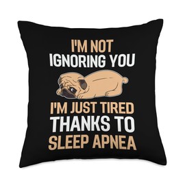Cute Sleep Apnea Warrior OSA Awareness Apparel Funny CPAP Obstructive Sleep Awareness Apnea Warrior Throw Pillow, 18x18, Multicolor