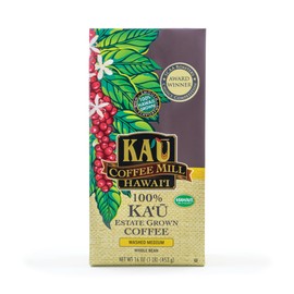 Ka'u Coffee Mill Washed Medium Roast Whole Bean - Bright Aroma - Plum & Citrus Notes - Handpicked & Washed Processed Hawaii Grown Arabica Beans - Gourmet Premium Small Batch - 16oz