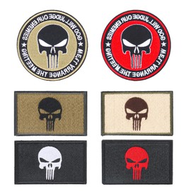 Pack of 6 Velcro Patches Velcro Military, Punisher Patch, Skull Punisher Patch, Velcro Patches Velcro, Military Patches Sticker, Airsoft Patch Velcro Badge Military for Backpacks Tactical Clothing