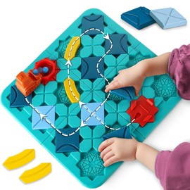 STEM Board Games Kids Toys, Logical Road Builder Brain Teaser Puzzle Racer Car Track Set, 118 Challenges & 4 Difficulty Levels Educational Game, 3 4 5 6-Year-Old Boys Girls Christmas Birthday Gifts