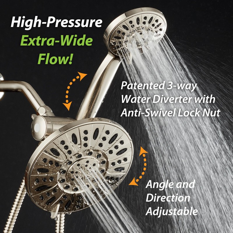 AquaDance 7" Premium High Pressure 3-Way Rainfall Combo with Stainless