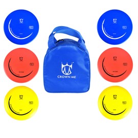 CROWN ME Disc Golf Set with 6 Discs and Starter Disc Golf Blue Bag