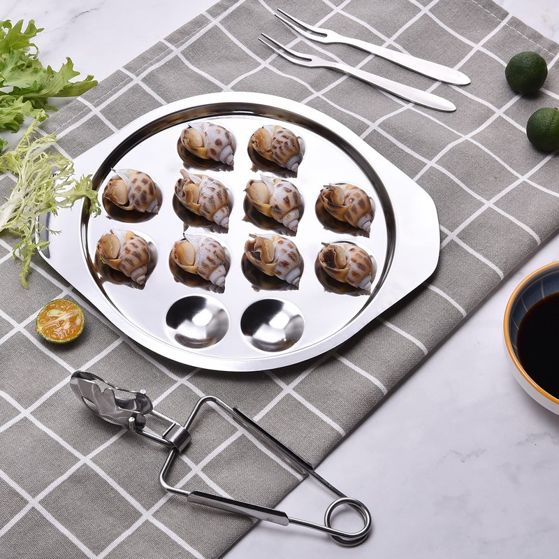 StnKitchExplor 4pcs Set of Escargot Tool Stainless Steel Snail 4