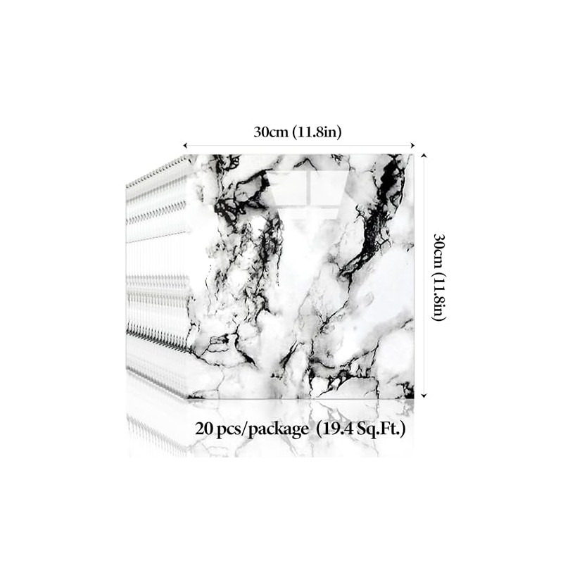 20pcs Marble Peel and Stick Waterproof PVC Shower Wall Panels